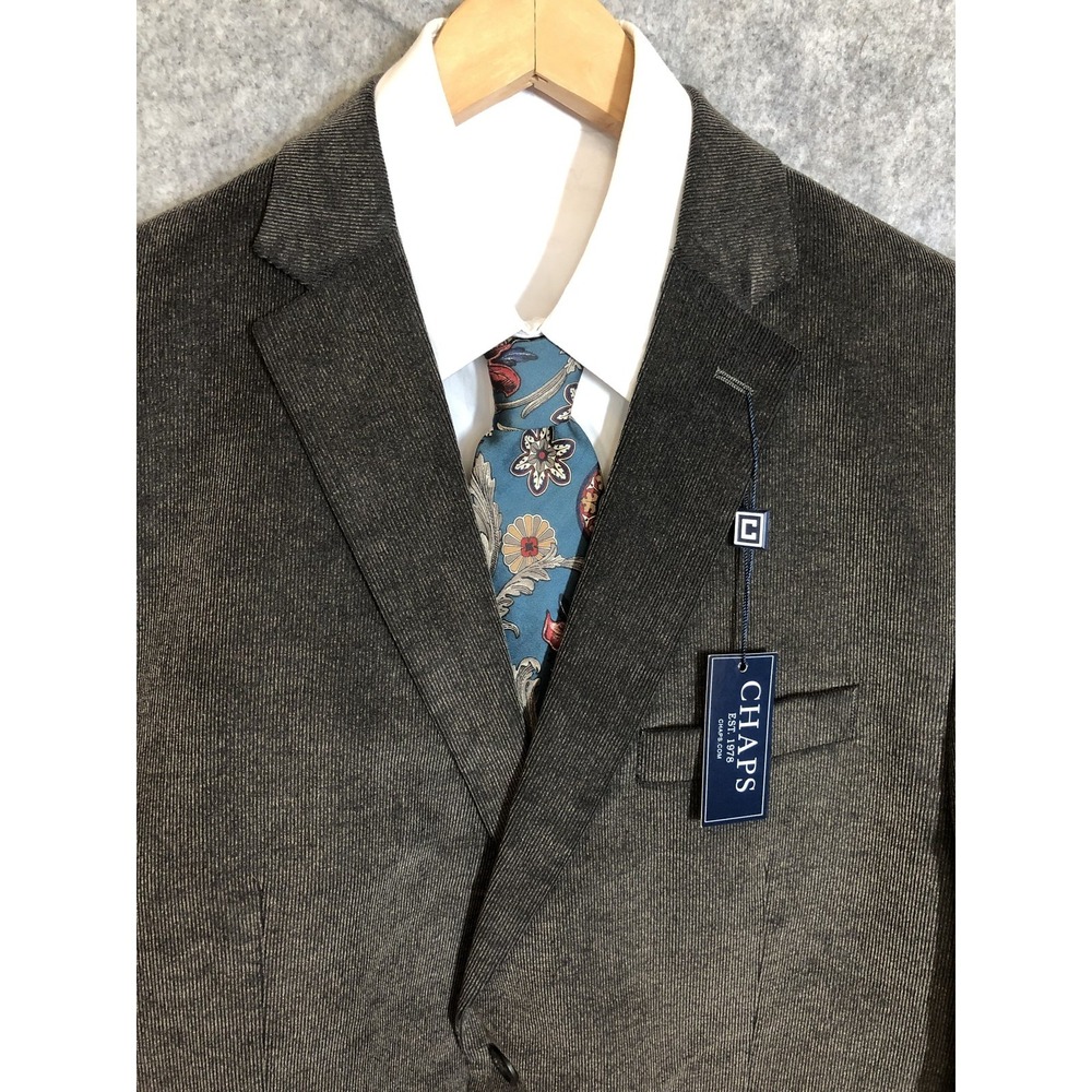Chapsβ Blazer Jacket Mens 46 Regular Grey Corduroy Patch Elbow Classic w Tags